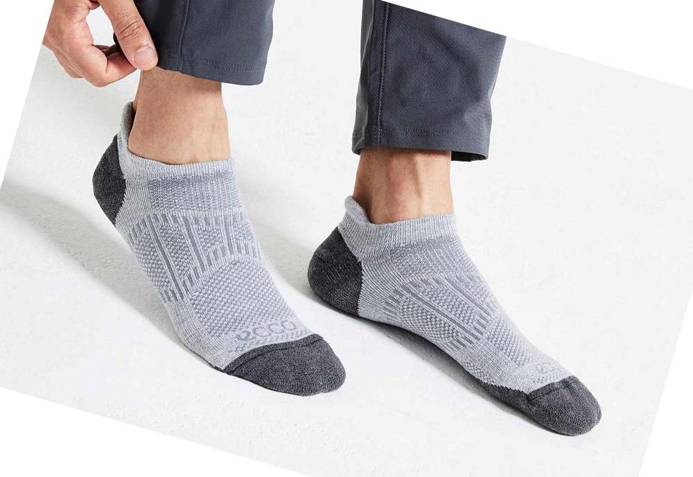 Men's Ecco Casual Low-Cut Socks Grey | Canada 819MQZ